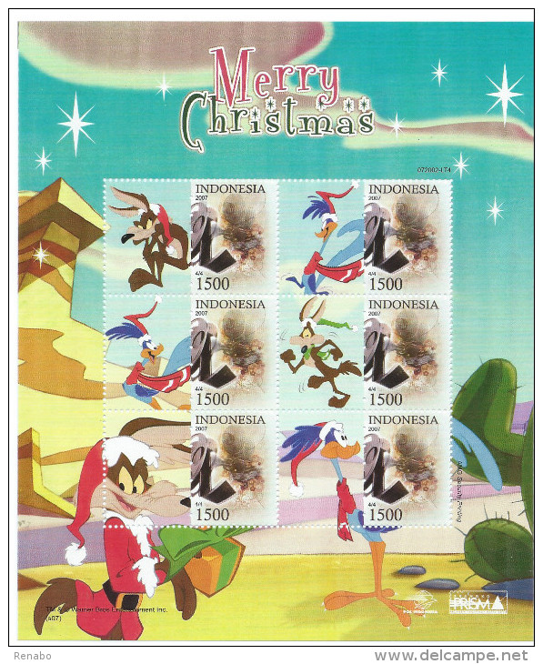 Indonesia 2007; Looney Tunes:Wile E. Coyote E Beep Beep; Minifoglio Personalizzato; Buon Natale, Merry Christmas - Indonesia