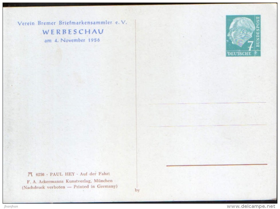 Germany/Republic-  Stationery Illustrated Postcard Unused,private 1956 - Auf Der Fahrt  Gemälde Von Paul Hey - 2/scans - Cartes Postales Illustrées - Neuves