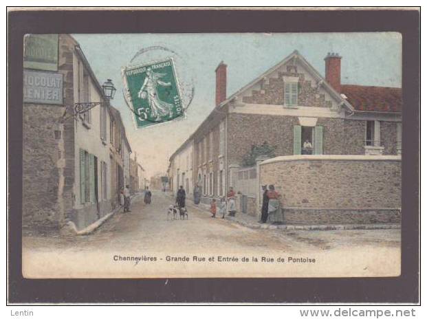 Chenevieres - Grande Rue Et Entree De La Rue De Pontoise - Voir état - Autres & Non Classés