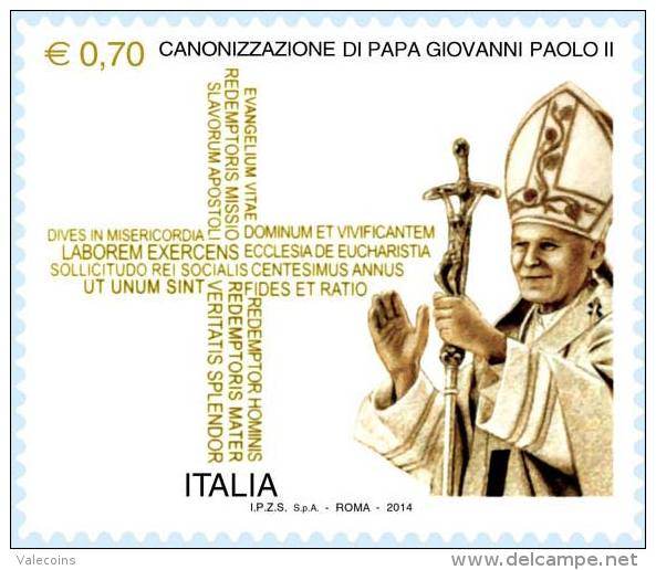 # ITALIA ITALY - 2014 - Canoniz. Papa San Giovanni Paolo II - Pope - Stamp MNH - 2011-20: Mint/hinged