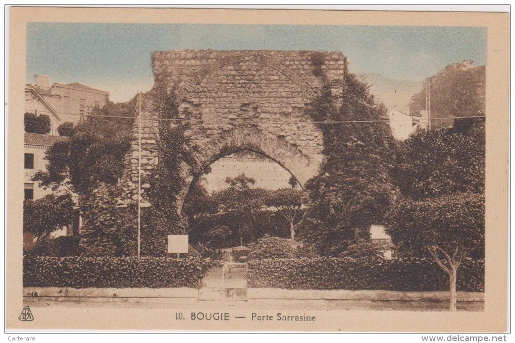 AFRIQUE,ALGERIE FRANCAISE,AFRICA,BOUGIE,B EJAIA EN 1920,GRILLE,PORTE SARRASINE ANCIENNE,VIEILLE PIERRE - Bejaia (Bougie)