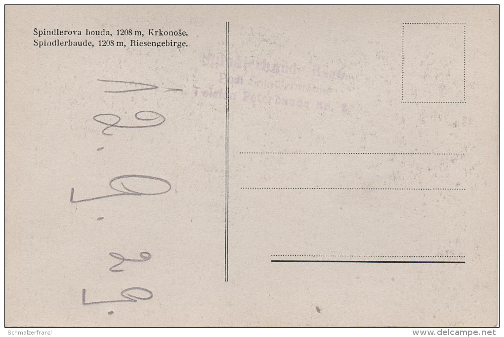 AK Riesengebirge Spindlerbaude Baude Spindlerova Bouda Stempel Weg Zur Peterbaude Bei Spindlermühle Spindleruv - Sudeten