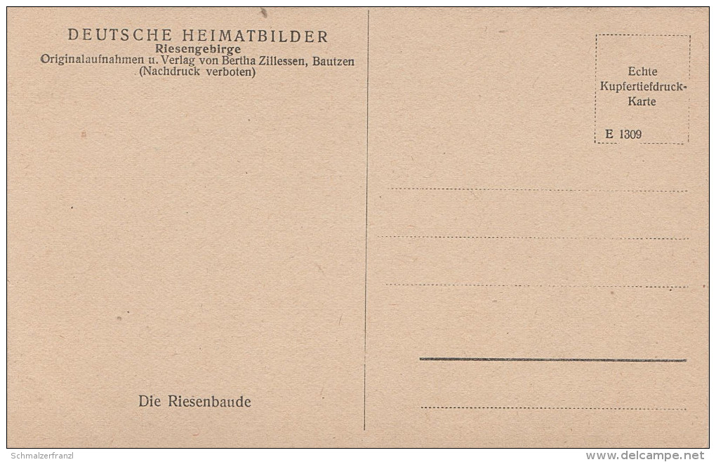 Heimatbilder AK Riesenbaude Obri Bouda Baude A Petzer Pec Krummhübel Karpacz Hirschberg Riesengebirge Kupfertiefdruck - Sudeten