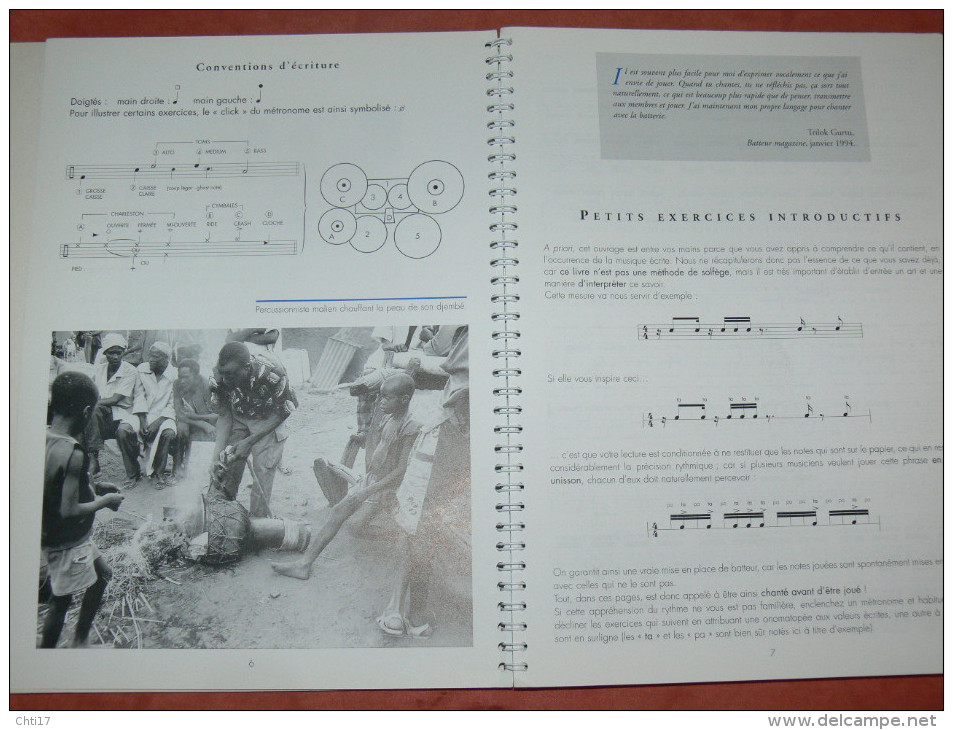 METHODE DE BATTERIE  TECHNIQUES ET STYLES " AU FOND DU TEMPS"  MANIPULATIONS RYTHMIQUES AVEC CD 155 PAGES  EDIT 1996