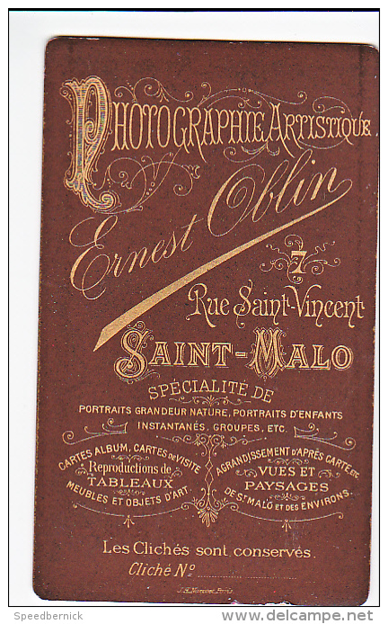 23905 Photographie Ancienne - Photographe Ernest Oblin -35 France Saint Malo Rue St Vincent -enfant Bebe - Personnes Anonymes