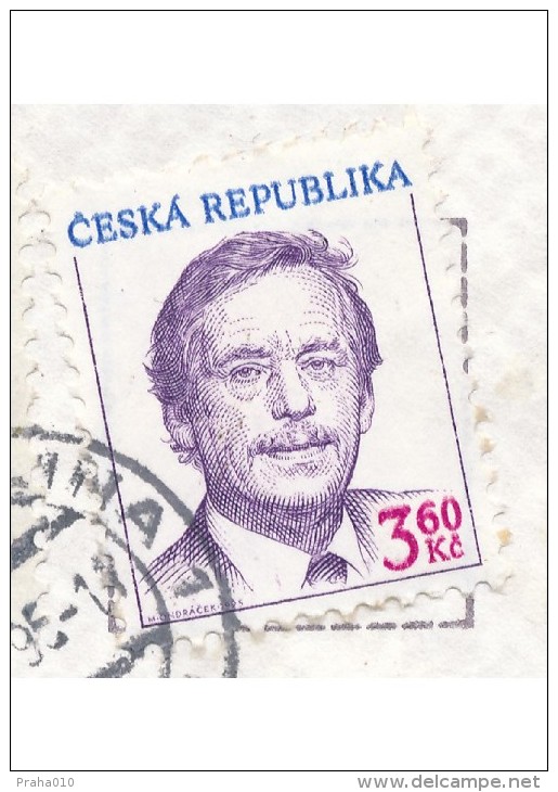 C10339 - Czech Rep. (1995) 418 01 Bilina 1 (3,60 - Vaclav Havel) ERROR: So-called "skidded" (double) Printing - Variedades Y Curiosidades