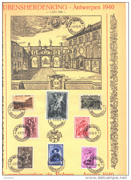 BE 504/511  °  Feuillet Souvenir  - RUBENS - Anvers 1940 - Variété : 511-V4 - Hojas Completas & Folletos