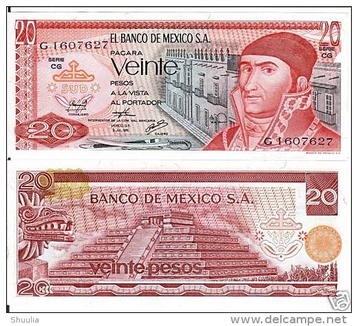 Mexico 20 Pesos 1977 Pick 64 UNC - Mexico