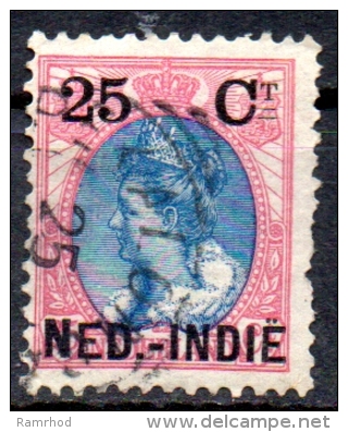 NETHERLANDS INDIES 1900 Queen Wilhelmina - 25c. On 25c. - Blue And Pink FU - Netherlands Indies