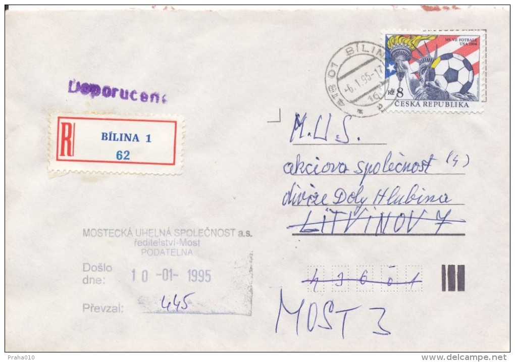 C10340 - Czech Rep. (1995) 418 01 Bilina 1 (stamp: 8,00 - Football, World Cup 1994 USA) - 1994 – Estados Unidos