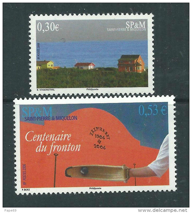 St Pierre Et Miquelon N° 865 + 870  XX  Atmosphère Et Pelote Basque. Les 2 Valeurs Sans Charnière,TB - Oblitérés