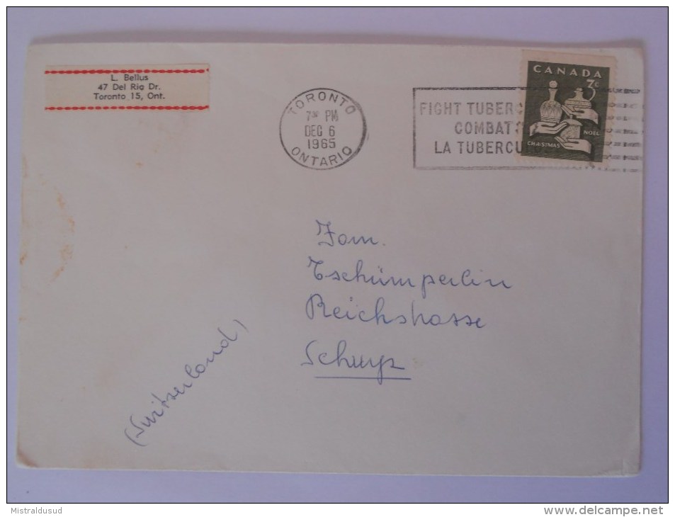 Canada Lettre De Toronto 1965 Pour La Suisse - Lettres & Documents