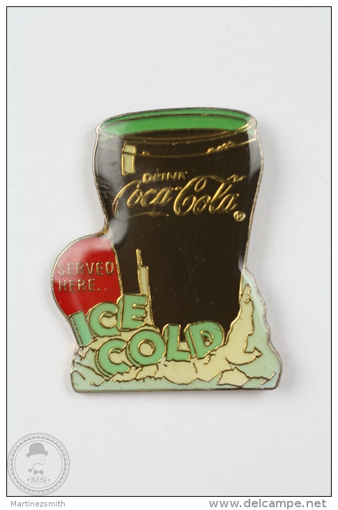 Vintage Ice Cold Coca Cola Glass - Pin Badge #PLS - Coca-Cola