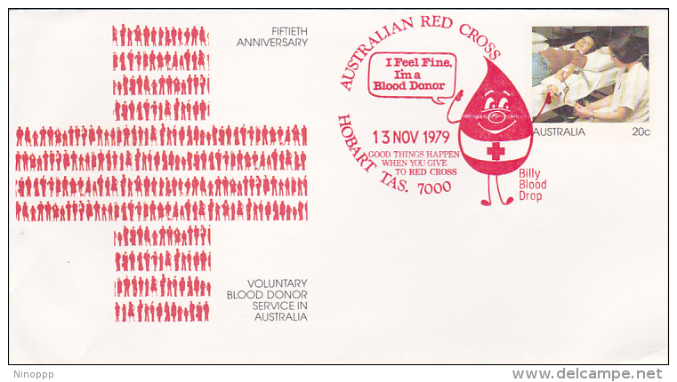 Australia 1979 Blood Donors Pre Stamped Envelope, Red Postmarl  Red Cross - Other & Unclassified