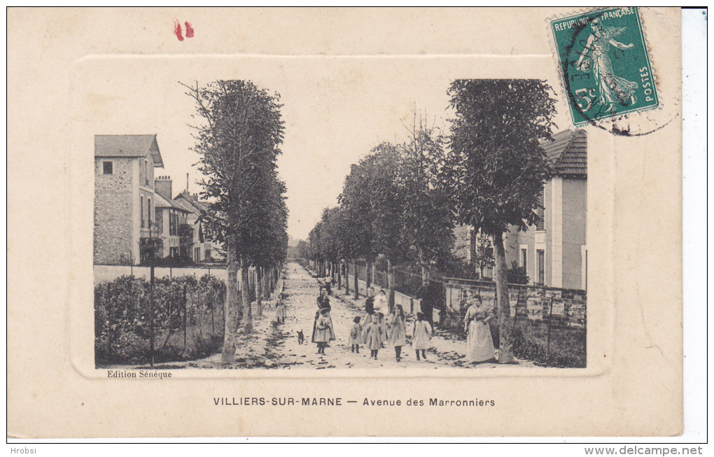 VILLIERS SUR MARNE,  Vue De L'Avenue Des Marronniers,  Encadrée,  Circulee, - Villiers Sur Marne