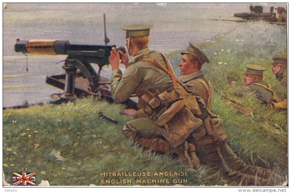 MITRAILLEUSE ANGLAISE ENGLISH MACHINE GUN ILLUSTRATION - Guerre 1914-18