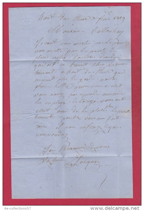 Lettre De Mélizay L  //  Pour La Rohère // 2 Février 1859  // Boîte Rurale L - 1849-1876: Classic Period
