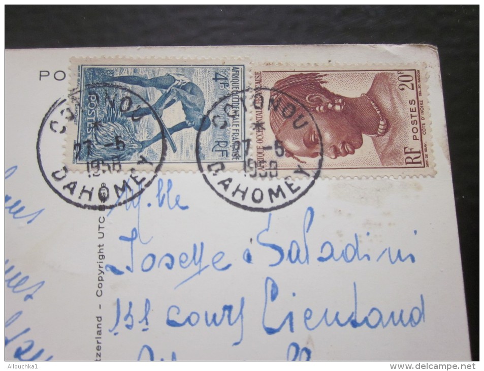 Cotonou Dahomey  Excolonie Française Lettre &gt;cachet à Date 27/5/1958 Aff Composé Sur CPA West Africa Beads Market&gt; - Storia Postale