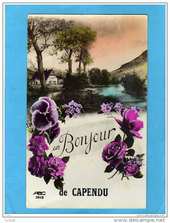 CAPENDU -un Bonjour De-carte Fleurie -années 20 - Capendu
