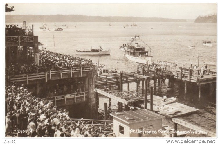 Tacoma Washington, Point Defiance Park Boat Launch And Ferry Dock, C1940s Vintage Real Photo Postcard - Tacoma