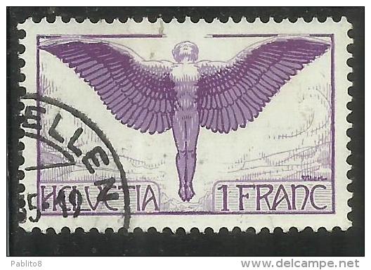 SWITZERLAND SUISSE SCHWEIZ SVIZZERA 1923 1925 AIRMAIL POSTA AEREA FLIGHT FIGURE VOLO 1 FR USATO USED OBLITERE' - Oblitérés