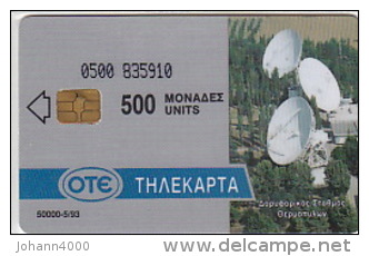 Telefonkarte Griechenland  Chip OTE   Nr.21  1993  Ø5ØØ  Aufl. 50.000 St. Geb. Kartennummer  83591Ø - Griechenland