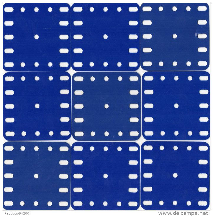 ELEMENTS  MECCANO  9 Plaques Plastiques Bleues  6x6cm - Meccano
