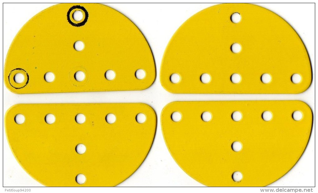 ELEMENTS  MECCANO  * 4 Plaques Semi-Circulaires  65mm METAL Couleur Jaune - Meccano