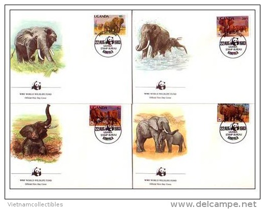 (WWF-004) FDC W.W.F. Uganda Elephant 1983 - FDC