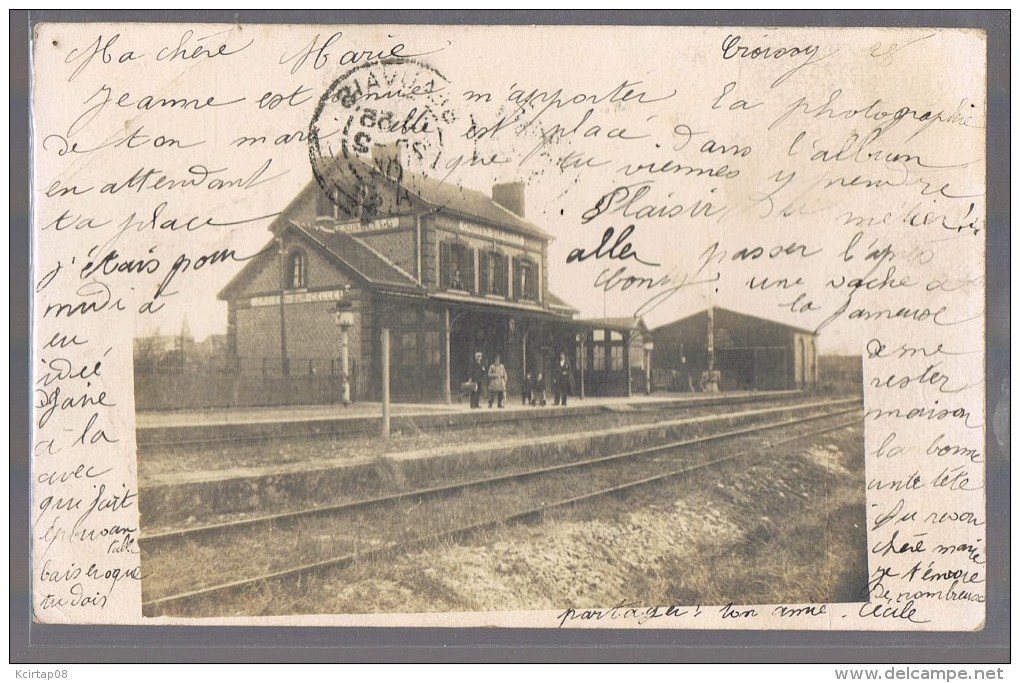 CROSSY - SUR - CELLE . La Gare . Carte - Photo . - Autres & Non Classés