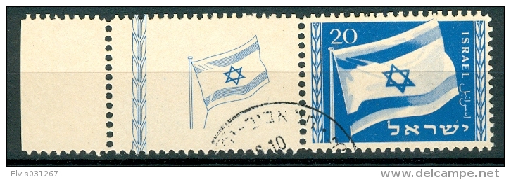 Israel - 1949, Michel/Philex No. : 16, - USED - *** - Full Tab LEFT - Oblitérés (avec Tabs)
