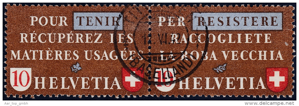 Schweiz Zusammendrück Zu#Z33e Paar FII Gestempelt 1942-06-12 - Se-Tenant