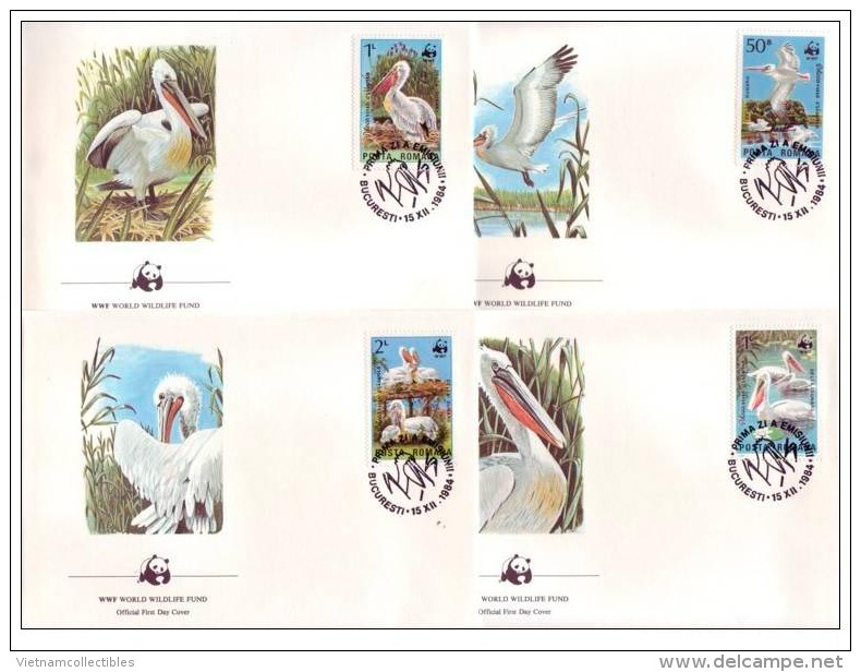 (WWF-022) FDC W.W.F. Romania Pelican / Bird 1984 - FDC