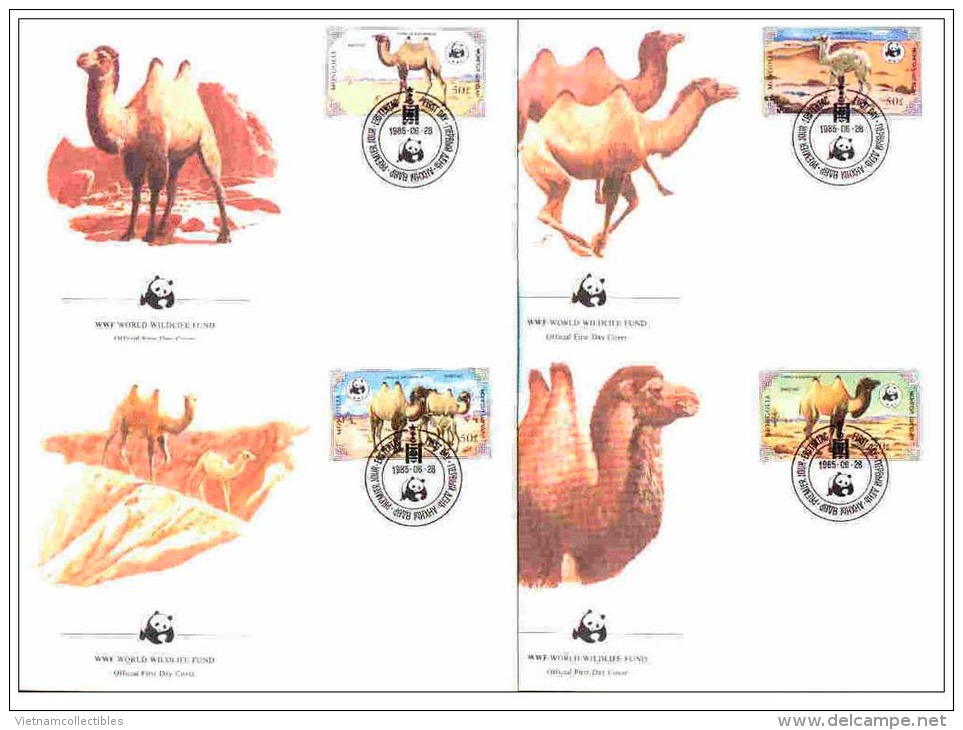 (WWF-028) FDC W.W.F. Mongolia Camel 1985 - FDC