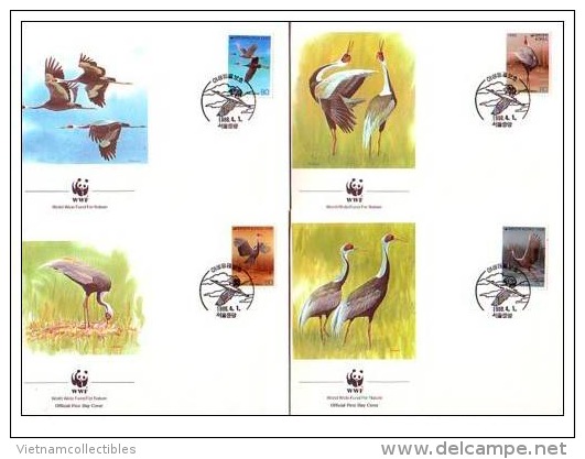 (WWF-063) FDC W.W.F. South Korea White-Naped Crane Bird 1988 - FDC