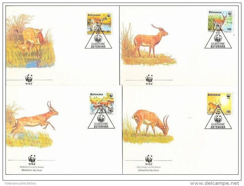 (WWF-068) FDC W.W.F. Botswana Red Lechwe / Deer / Animal / Fauna 1988 - FDC