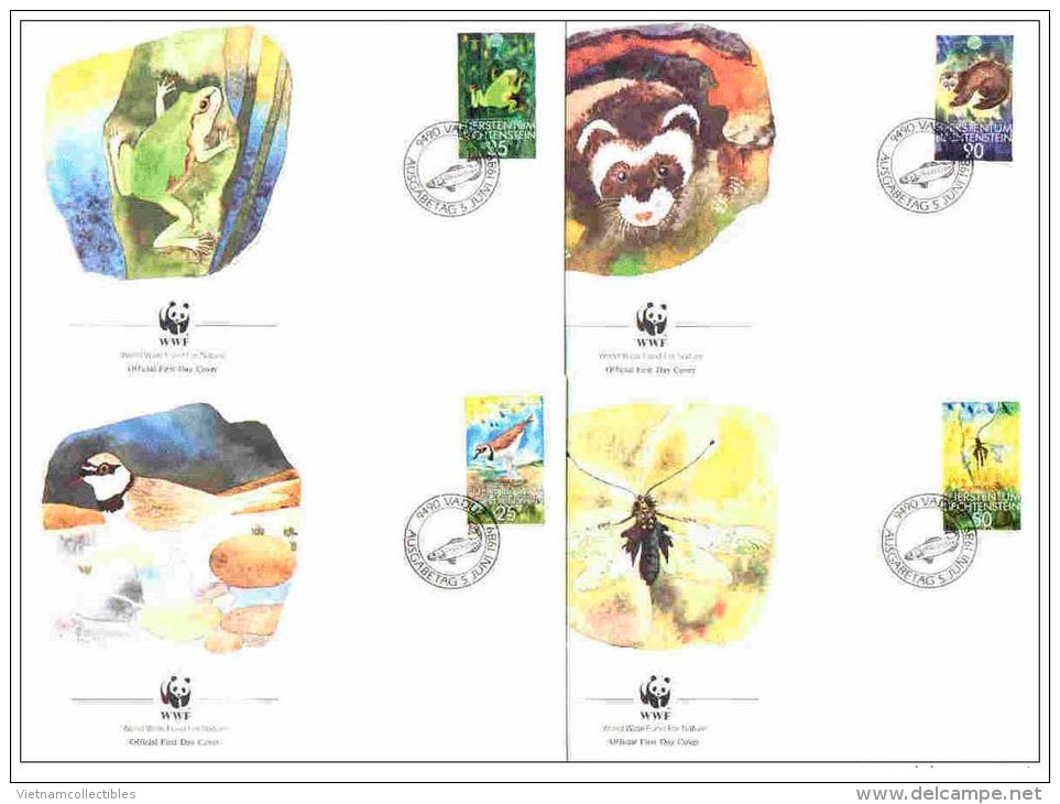 (WWF-083) FDC W.W.F. Liechtenstein Frog / Bird / Insects 1989 - FDC