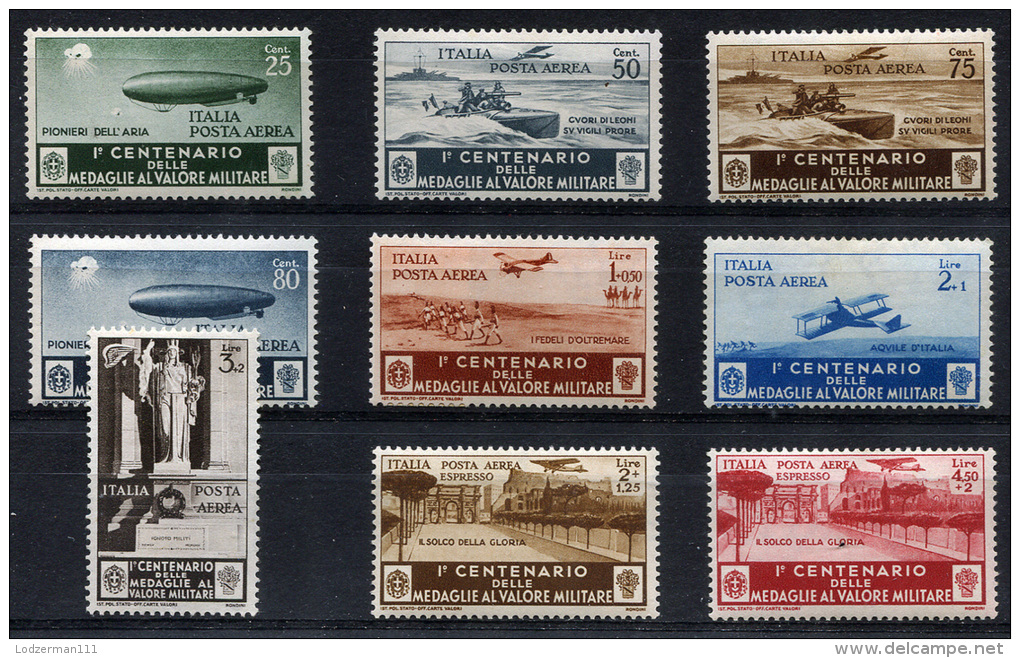 ITALY 1934 Air Post - Yv.69-77 (Mi.505-513) MNH (postfrisch) Perfect (VF) - Posta Aerea