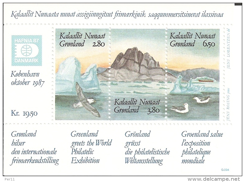 1987. Greenland Greets The World Philatelic Exhibition. MNH / **  (gr001) - Blocs