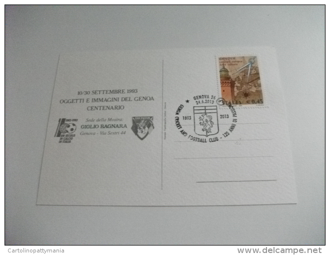 STORIA POSTALE CARTOLINA  GENOA  CALCIO ANNULLO SPECIALE 120° ANNI DI PASSIONE CALCISTICA GENOA FOREVER - Fussball