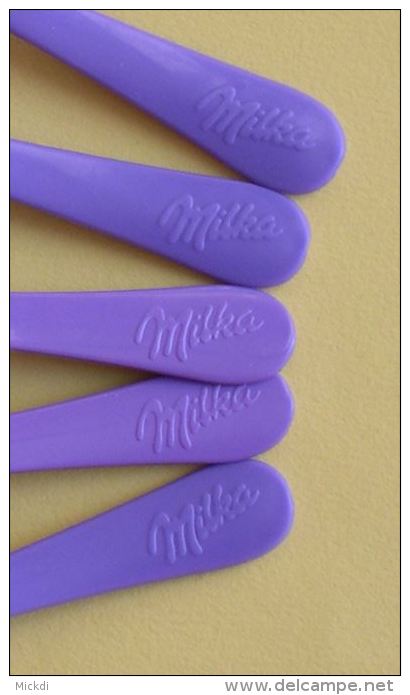 CHOCOLAT SUCHARD MILKA - CUILLER CUILLERE - 5 PETITES CUILLERES - LONGUEUR 9 Cm - 2 SCANS - Chocolat