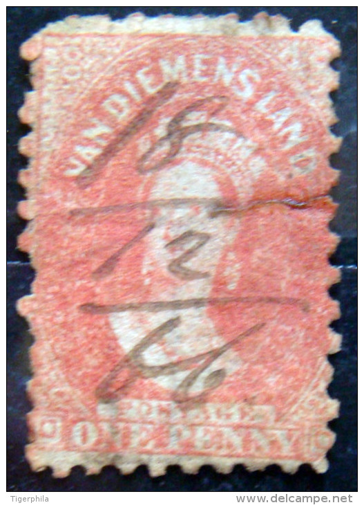 VAN DIEMENSLAND1864 1d Queen Victoria USED Scott 29 CV$25 **RARE** - Used Stamps