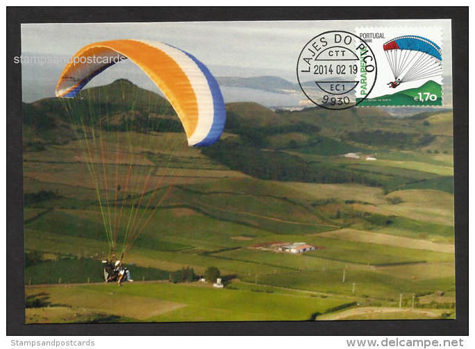 Portugal Parapente Sports Extrêmes Carte Maximum Lajes Do Pico Azores 2014 Paragliding Extreme Sports Maxicard Açores - Tarjetas – Máximo