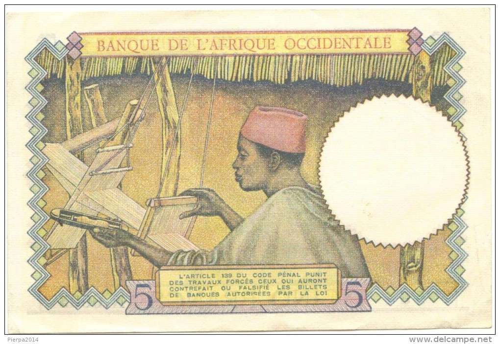 BANQUE DE L'AFRIQUE OCCIDENTALE 5 FRANCS  P.21 - Autres - Afrique