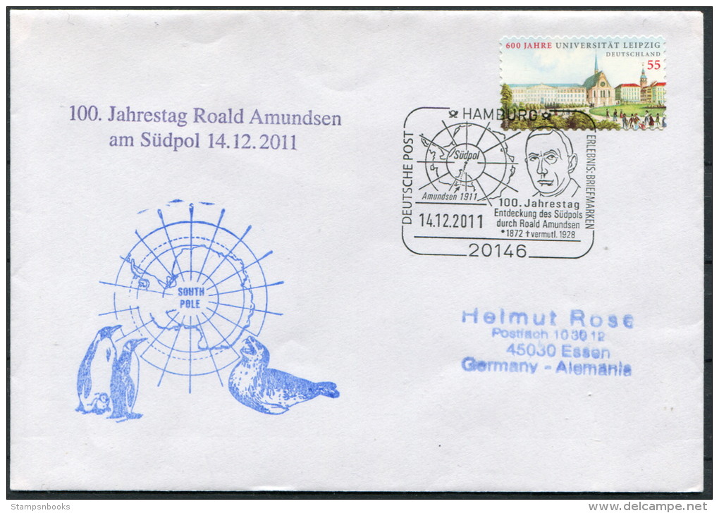 20011Germany Deutsche Hamburg Polar Bear Antarctic Amundsen Walrus Brief - Polar Explorers & Famous People