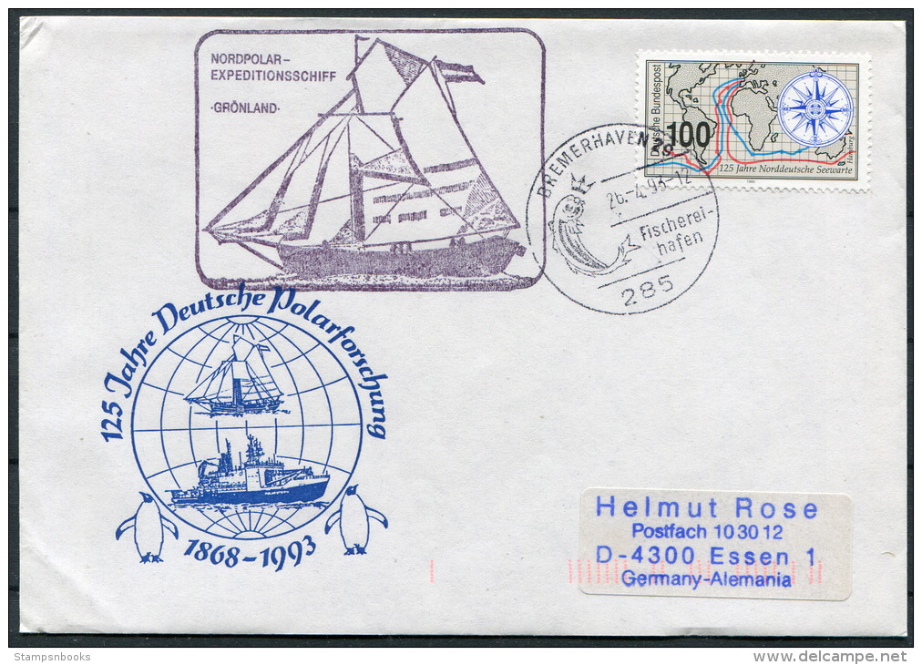 1993 Germany Deutsche Bremerhaven Nordpol Greenland Expedition Ship Penguin Brief - Arctic Expeditions