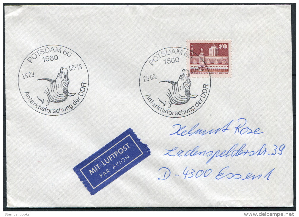 1989 Germany Deutsche Potsdam DDR Antarctic Antarktis Walrus Brief - Antarktischen Tierwelt