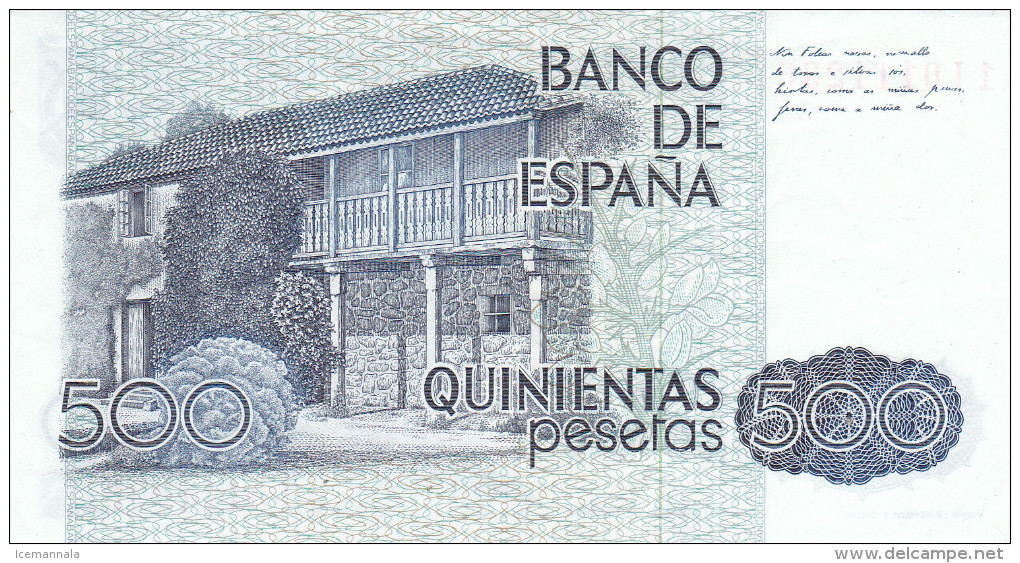 BILLETE DE 500  PESETAS  ESPAÑA  ,EMISION  23 OCTUBRE  DE 1979 - [ 4] 1975-… : Juan Carlos I