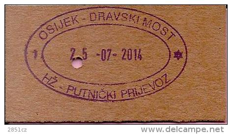 Railway (train) Ticket - Osijek - Beli Manastir (50% Discount-child), 25.7.2014., Croatia (15229) - Europa