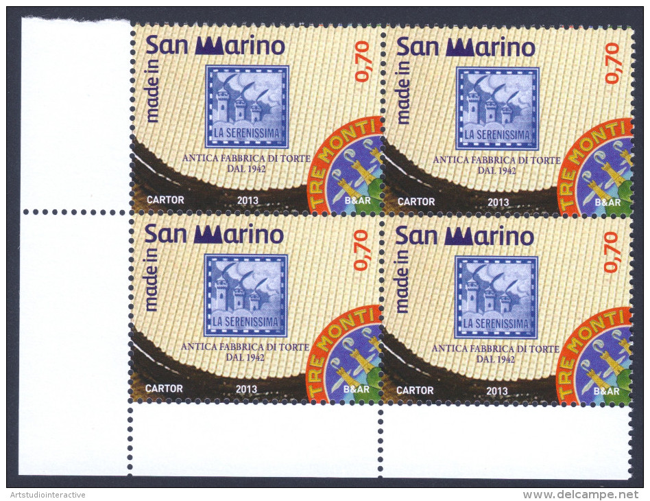 2013 SAN MARINO "MADE IN SAN MARINO: LA SERENISSIMA SPA" QUARTINA - Unused Stamps